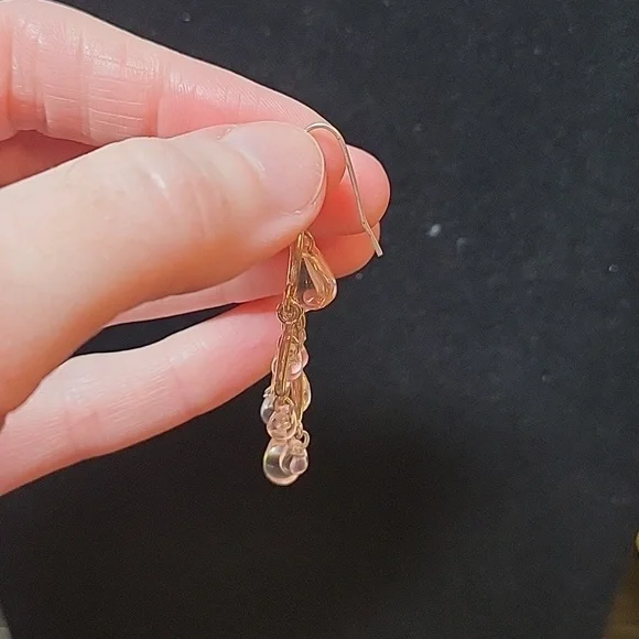 Silver Tone Chandelier Earrings with Clear Bead Accents - Picture 4 of 5